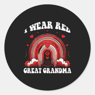 Retro Great Grandma Heart Disease Awareness Rainbo Classic Round Sticker