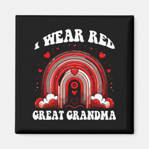 Retro Great Grandma Heart Disease Awareness Rainbo Magnet
