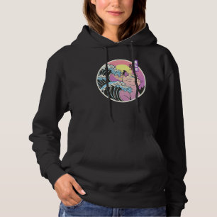 Retro Great Wave Japanese Vaporwave Cat 90's Aesth Hoodie