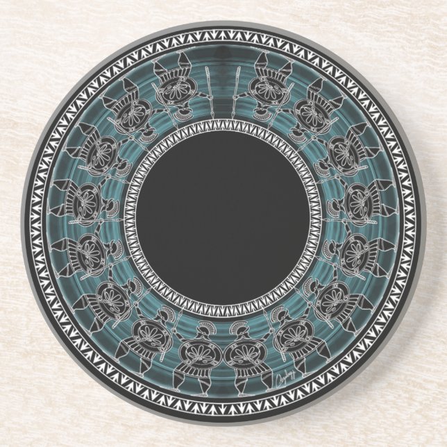 Retro Greek Disc Coaster (Front)