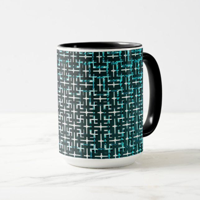 Retro Green and Black Abstract Mug (Front Right)