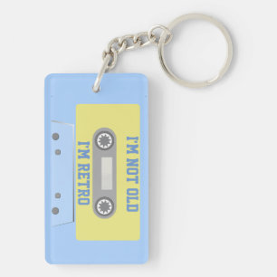 Retro Green and Blue Cassette Tape  Key Ring