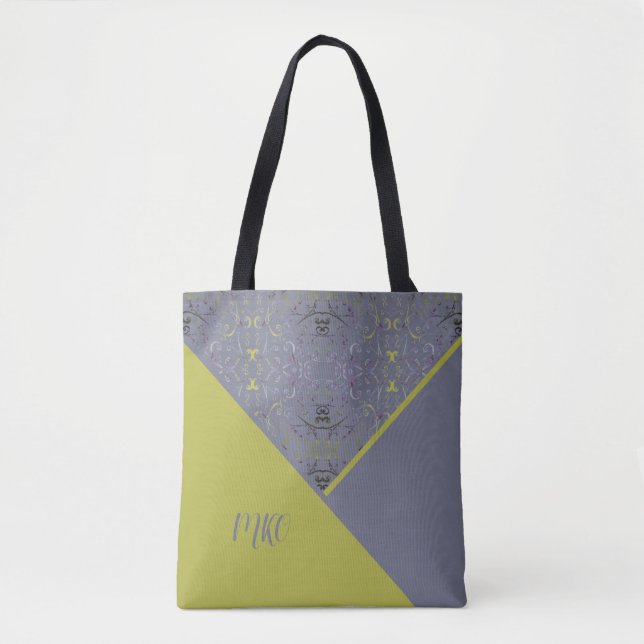 Retro Green and Grey Tote Bag (Front)