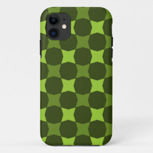 Retro Green and Olive Circles Abstract iPhone 11 Case