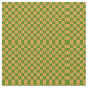 Retro green and orange geometric pattern fabric