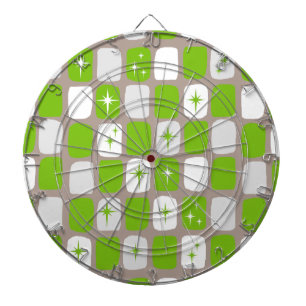 Retro Green and White Starbursts Dartboard