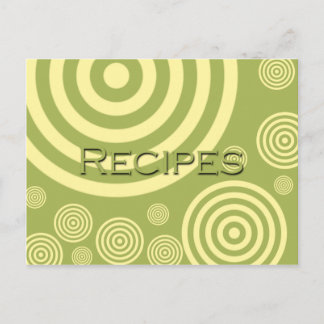 Retro Green and Yellow Circles Recipe Card