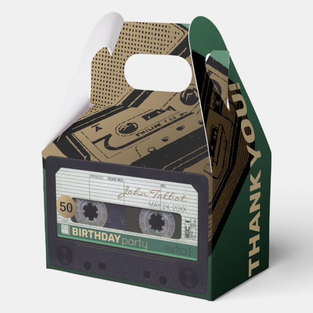 Retro Green Audiotape 50th Birthday Thank You GFB  Favour Box (Front)