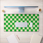 Retro Green Beige Checked Chequered  Desk Mat<br><div class="desc">Trendy checks. Modern chequered Beige Green desk mat</div>