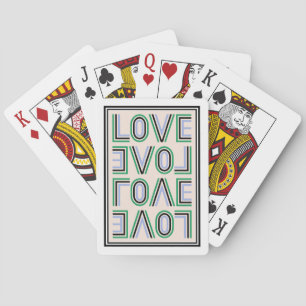 Retro Green Black Blue Beige Tennis Score Love Playing Cards