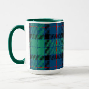 Retro Green Blue Plaid Mug