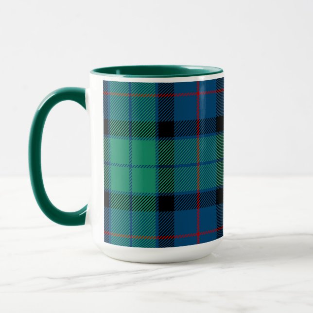 Retro Green Blue Plaid Mug (Left)