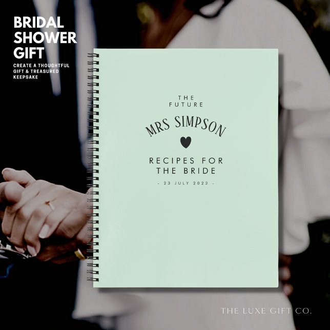Retro Green Bridal Shower Gift Recipe Notebook (Creator Uploaded)