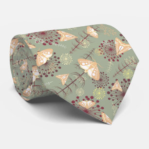 retro green brown orange beautiful butterfly tie