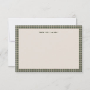 Retro green checked plaid simple framed personal card