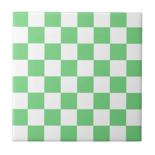 Retro Green Chequered Pattern Ceramic Tile