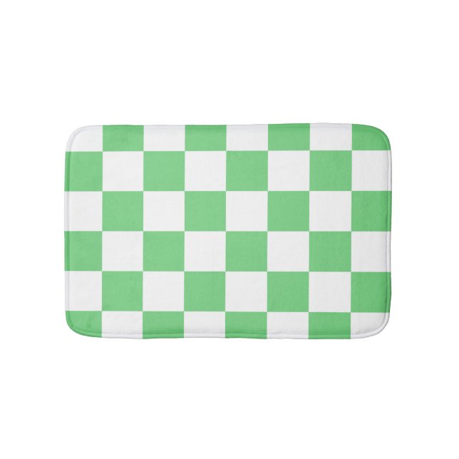 Retro Green Chessboard Chequerboard Tile Y2K  Bath Mat (Front)