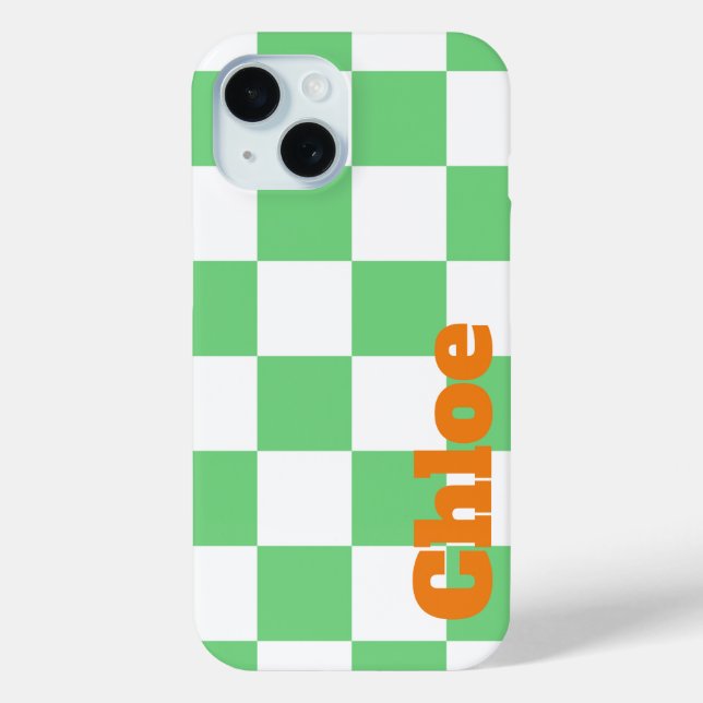 Retro Green Chessboard Chequerboard Tile Y2K  Case-Mate iPhone Case (Back)