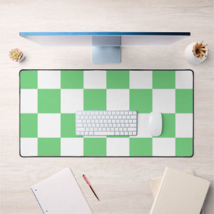 Retro Green Chessboard Chequerboard Tile Y2K  Desk Mat