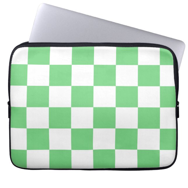 Retro Green Chessboard Chequerboard Tile Y2K  Laptop Sleeve (Front)