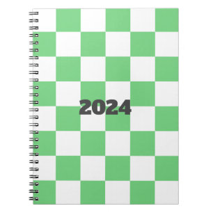 Retro Green Chessboard Chequerboard Tile Y2K Notebook