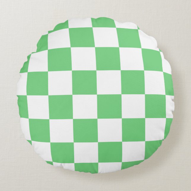 Retro Green Chessboard Chequerboard Tile Y2K  Round Cushion (Front)
