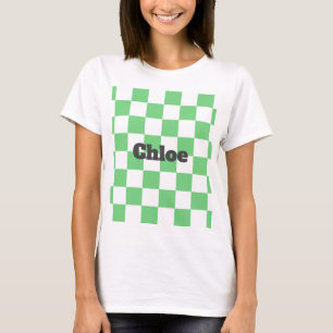 Retro Green Chessboard Chequerboard Tile Y2K T-Shirt