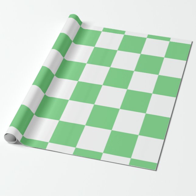 Retro Green Chessboard Chequerboard Tile Y2K  Wrapping Paper (Unrolled)