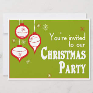 Retro Green Christmas Invitations