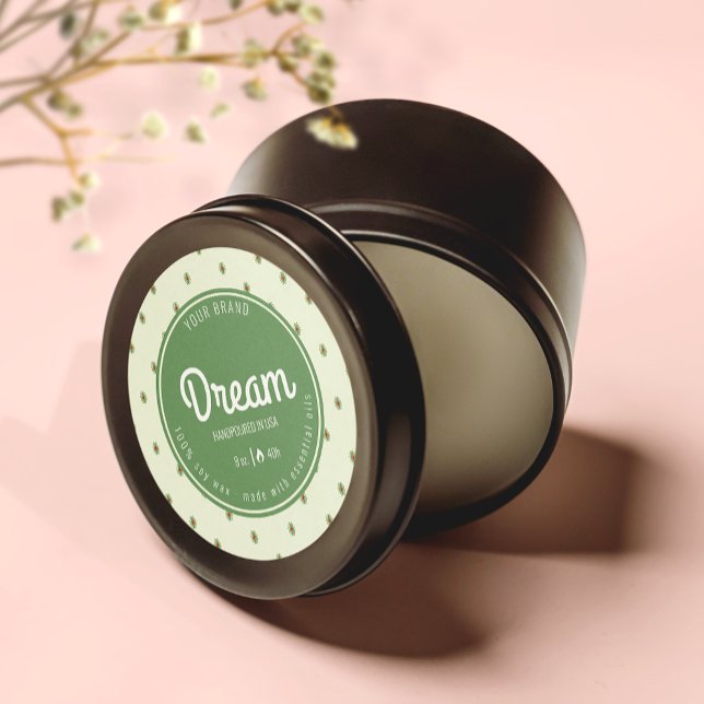 Retro Green Circle Candle Jar Lid Label (Creator Uploaded)