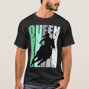 Retro Green Cowgirl Queen Rodeo Women Barrel Racer T-Shirt