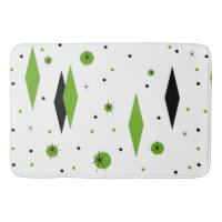 Retro Green Diamonds & Starbursts Bath Mat