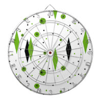 Retro Green Diamonds & Starbursts Dart Board
