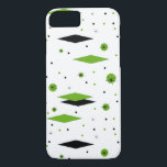 Retro Green Diamonds & Starbursts iPhone Case<br><div class="desc">This customisable Retro Green Diamonds and Starbursts iPhone 6/6S Case is a new take on a vintage style. It features kitschy, black starbursts on green polka dots, surrounding geometric, green and black diamond shapes. Customise the background colour on this mid century modern product if you&#39;re feeling daring, or leave it...</div>