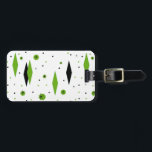 Retro Green Diamonds & Starbursts Luggage Tag<br><div class="desc">This customisable Retro Green Diamonds and Starbursts Luggage Tag is a new take on a vintage style. It features kitschy, black starbursts on green polka dots, surrounding geometric, green and black diamond shapes. Customise the background colour on this mid century modern product if you're feeling daring, or leave it white...</div>
