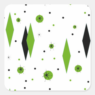Retro Green Diamonds & Starbursts Stickers
