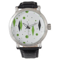 Retro Green Diamonds & Starbursts Watch