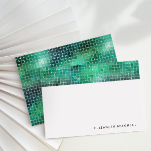 Retro Green Disco Ball Mirror   Monogram Card