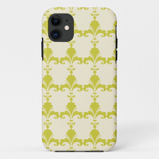 Retro Green Fleur-De-Lis Pattern Case-Mate iPhone Case (Back)