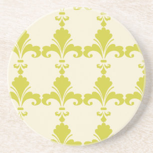 Retro Green Fleur-De-Lis Pattern Coaster