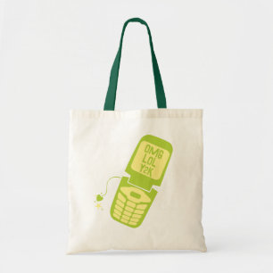 Retro Green Flip Phone T-Shirt Tote Bag