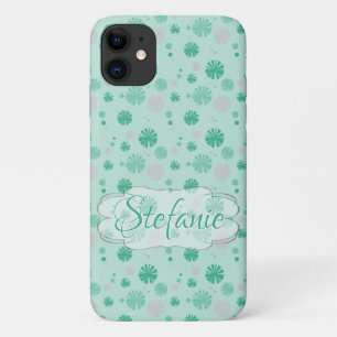 Retro Green Flowers iPhone 11 Case