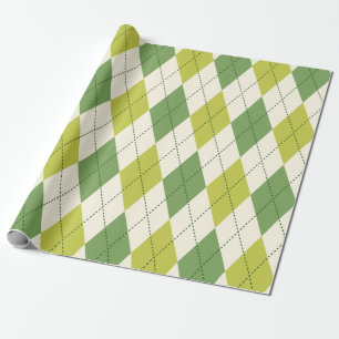 Retro Green Geometric Argyle Pattern Wrapping Paper
