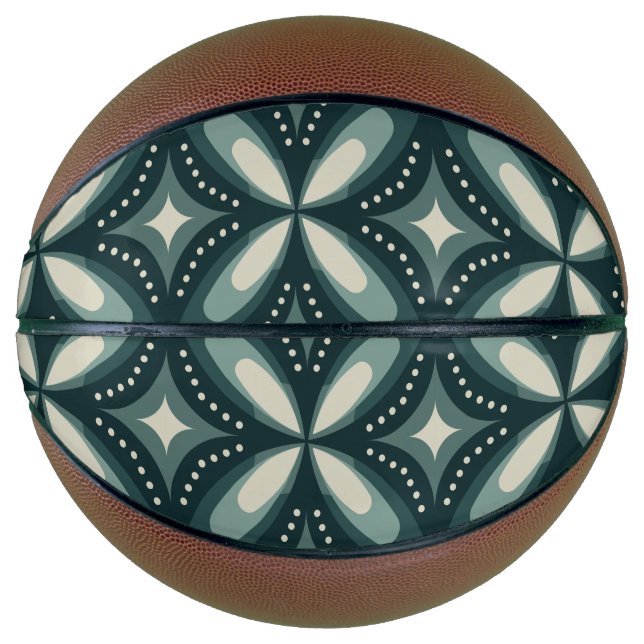 Retro Green Geometric Pattern Basketball (Front)