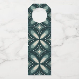 Retro Green Geometric Pattern Bottle Tag