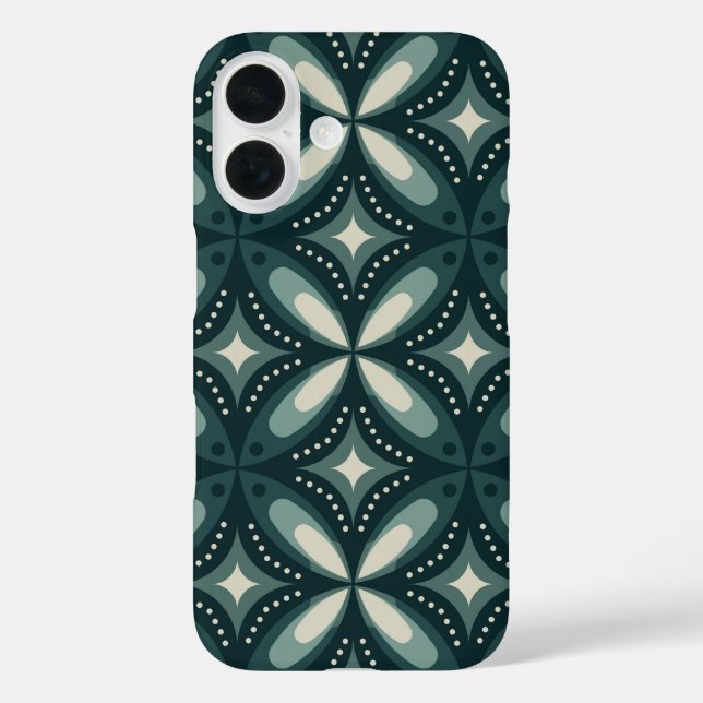 Retro Green Geometric Pattern Case-Mate iPhone Case (Back)