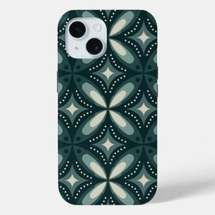Retro Green Geometric Pattern iPhone 15 Case