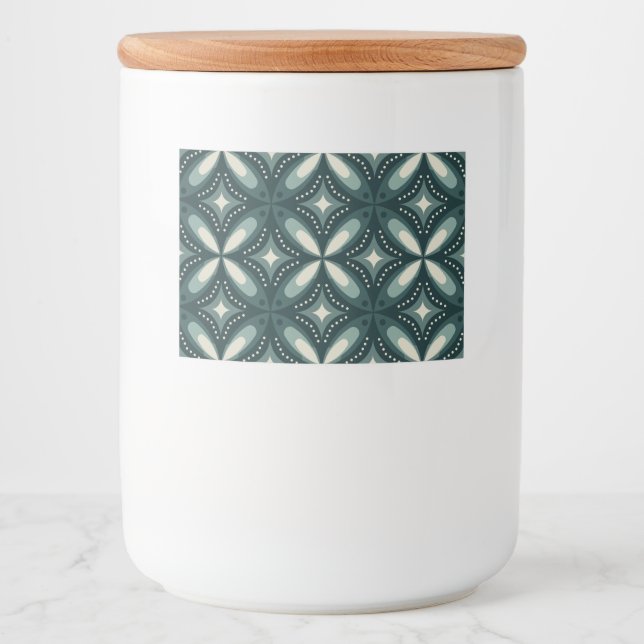 Retro Green Geometric Pattern Food Label (Front)