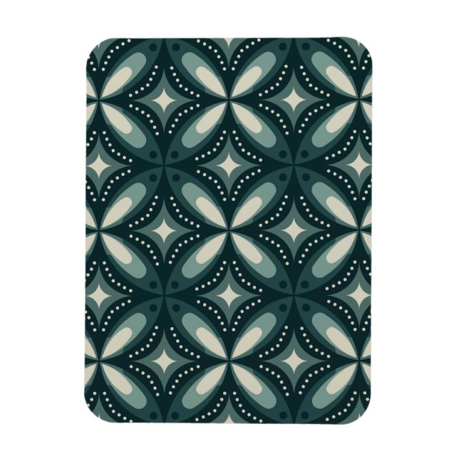 Retro Green Geometric Pattern Magnet (Vertical)