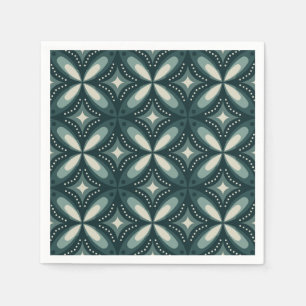 Retro Green Geometric Pattern Napkin